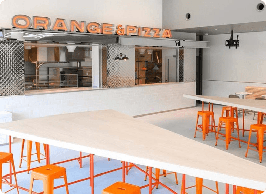 orange and pizza