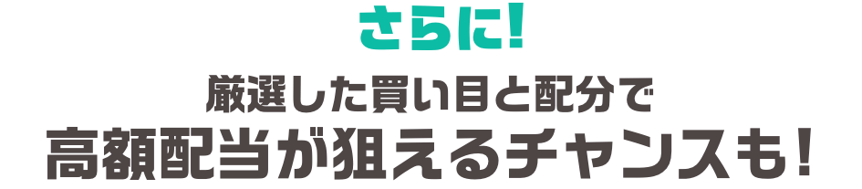 さらに!厳選した買い目と配分で高額配当が狙えるチャンスも!