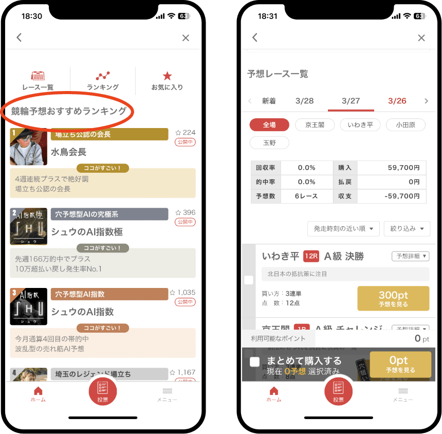 予想家から予想を見る