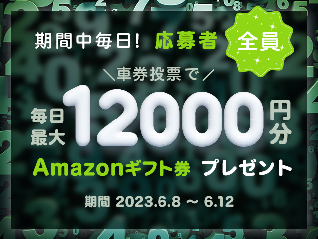 6/8〜6/12 期間中の投票で毎日最大12,000円分のAmazonギフト券がもらえる！