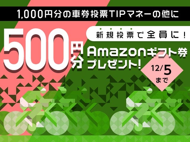 初めてnetkeirin経由で投票する方全員に1000円分のTIPマネー＋500円分のAmazonギフト券！